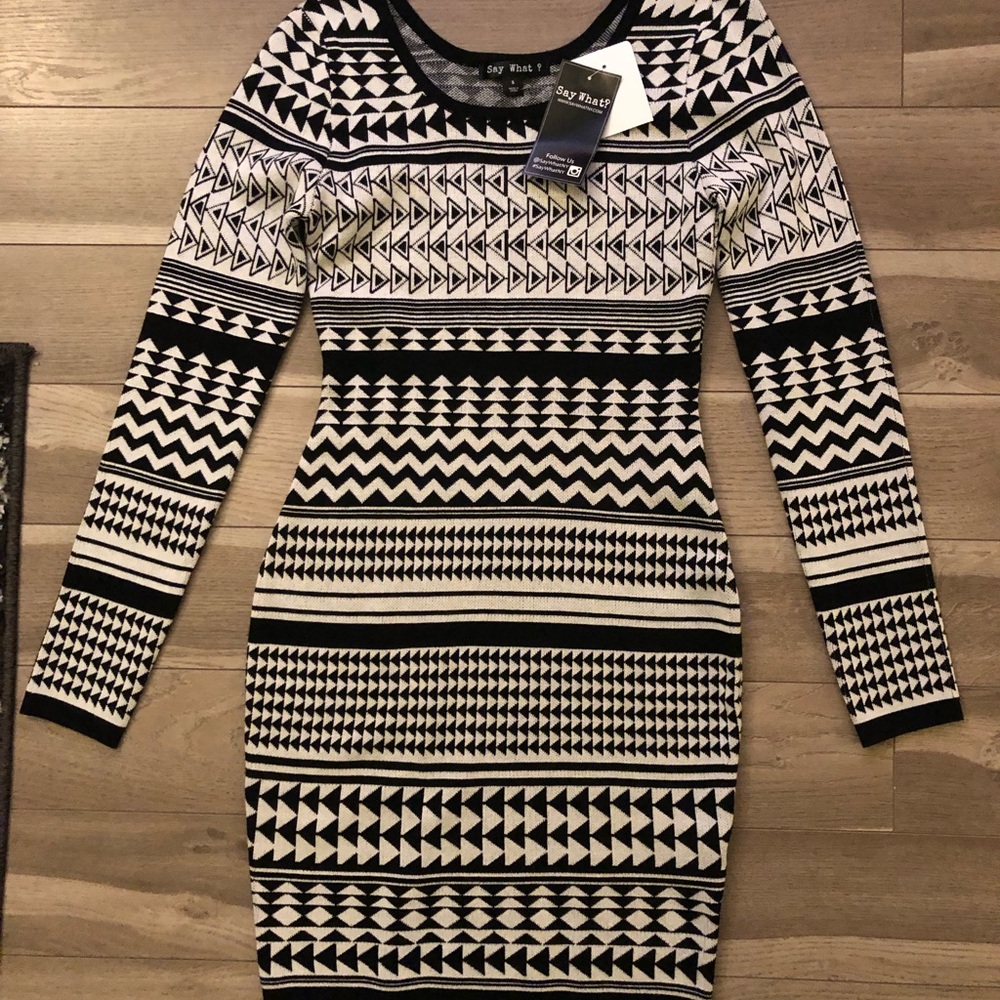 BRAND NEW Black and White Patterned Dress